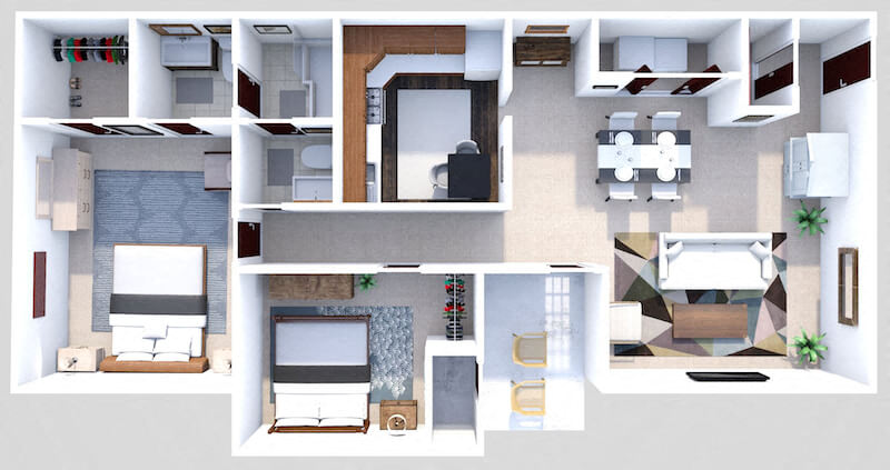 Phase I - 2 Bed 1.5 Bath floor plan
